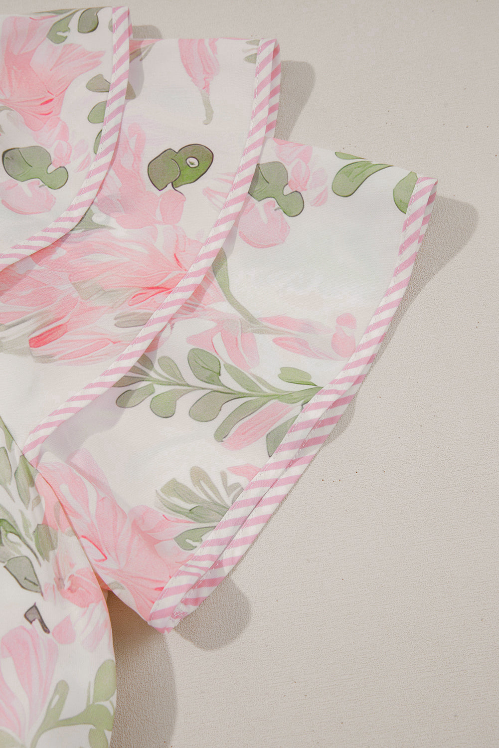 Sky Blue Floral Ruffle Sleeve Tie Neck Mini Dress