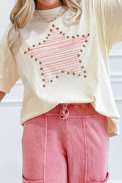 USA Star Graphic Tee Flag Day Independence Day Top
