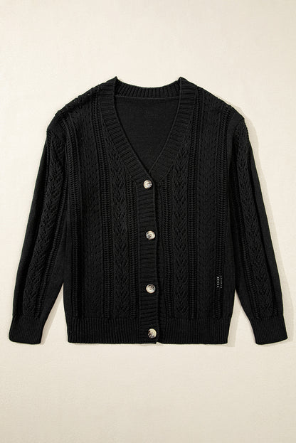 Canton Open Knit Drop Shoulder Sweater Cardigan