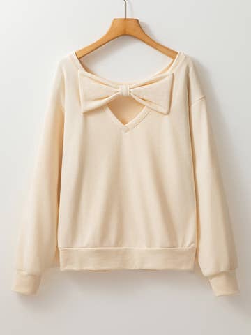 Bowknot Dewback Round Neck Sweatshirt