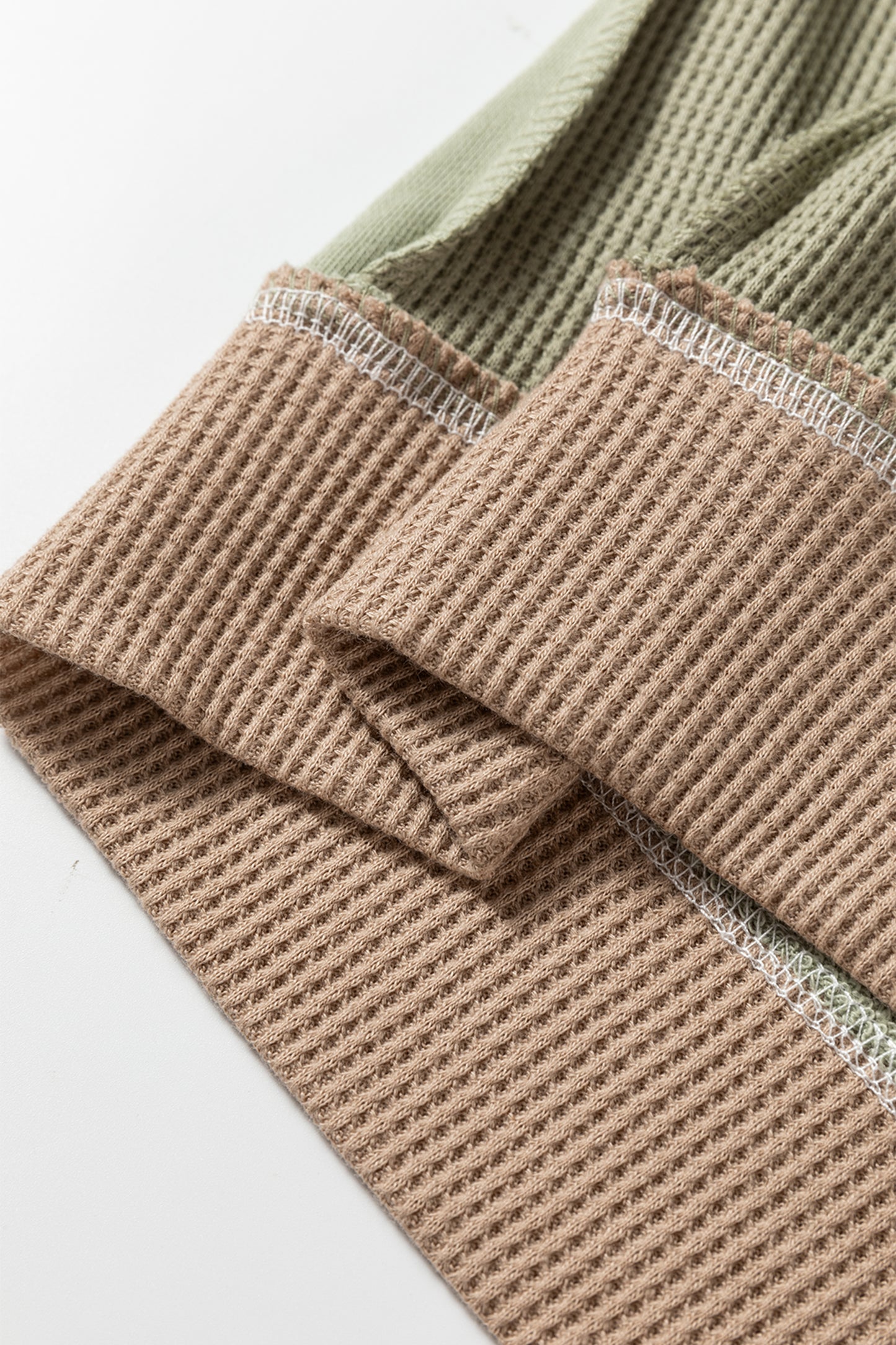 Color Block Patchwork Waffle Knit Oversized Sweatshirt