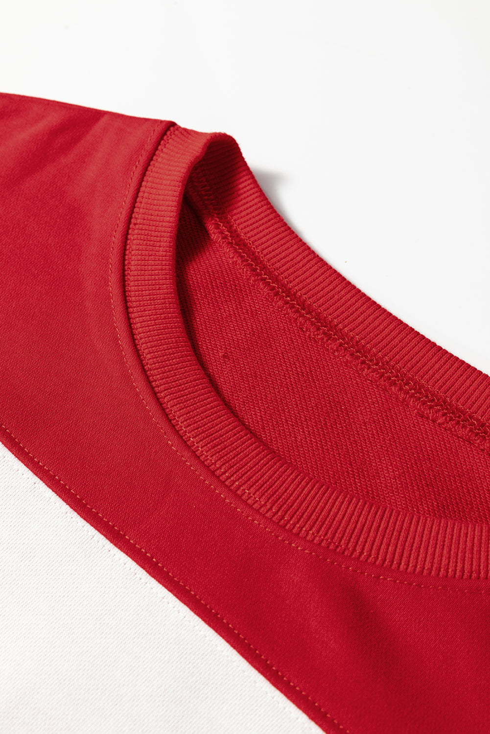Red Color Block Oversized Sweatshirt Drop Shoulder Pullover