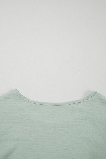 Clearly Aqua Ruffle Sleeve Summer Casual Blouse Top