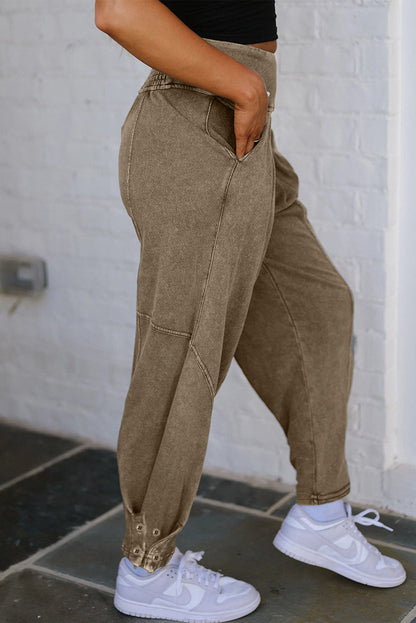 Mineral Wash High Waist Relaxed Fit Jogger Pants