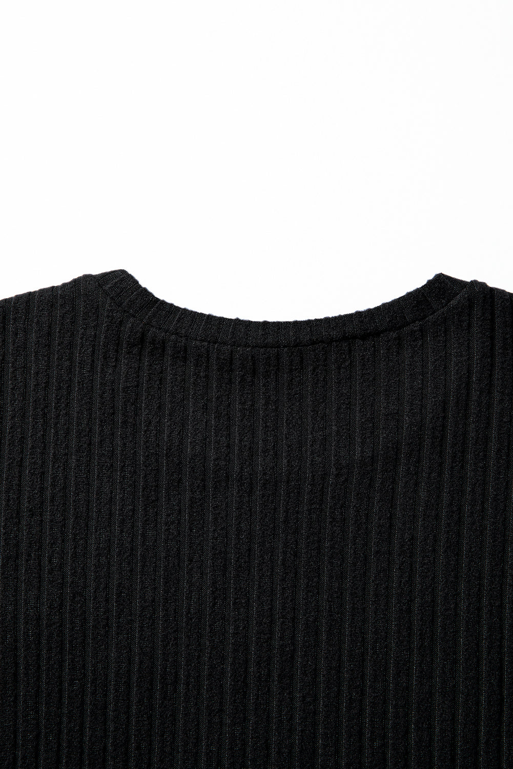 Ribbed Long Sleeve Round Neck Casual Knit Top