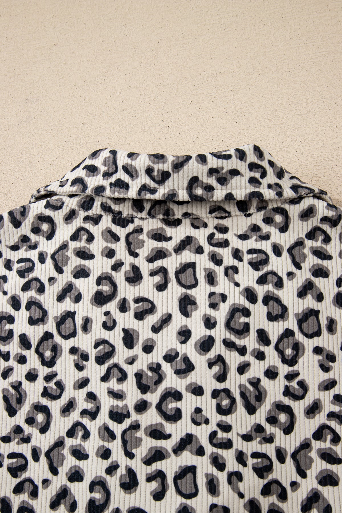 Leopard Print Quarter Zip Corduroy Pullover