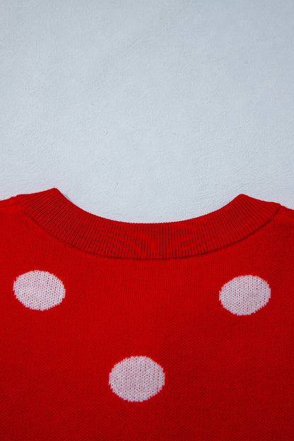 Bluing Casual Polka Dot Button Front Long Sleeve Sweater Cardigan
