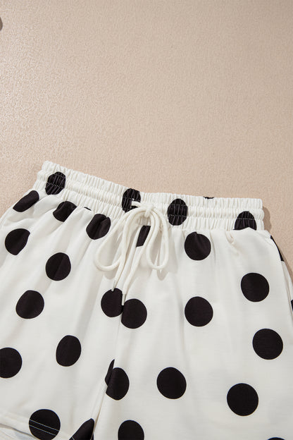 Polka Dot Lounge Set Tee and Drawstring Shorts Set