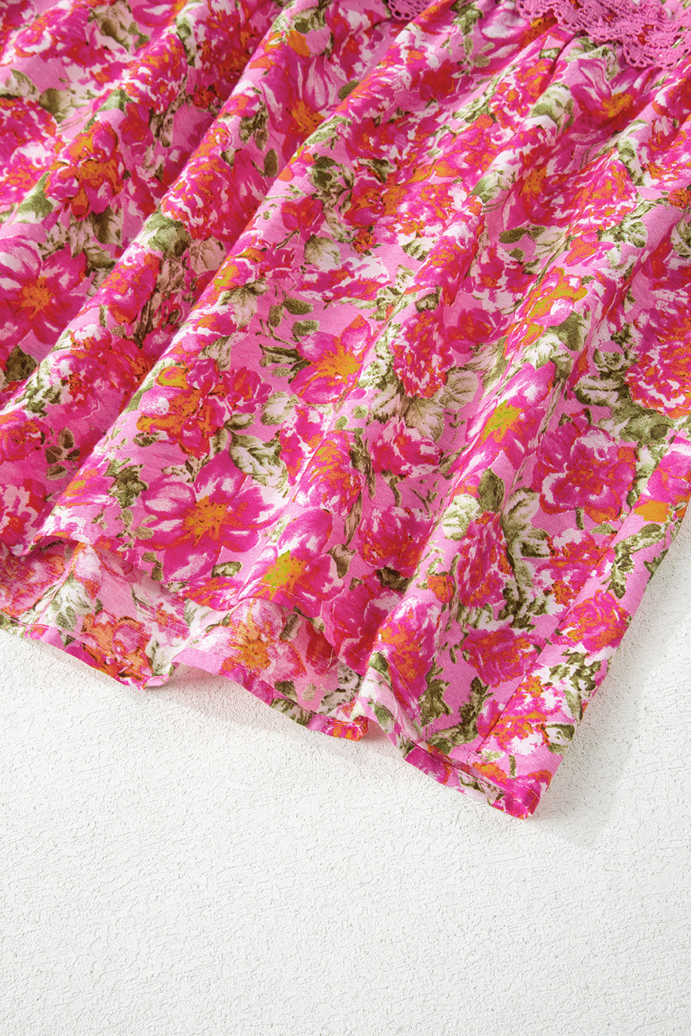 Pink Floral Lace Strap Empire Waist Maxi Dress