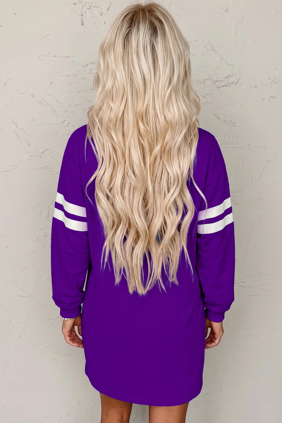 Customizable Varsity Stripe Sleeve Sweatshirt Dress Game Day