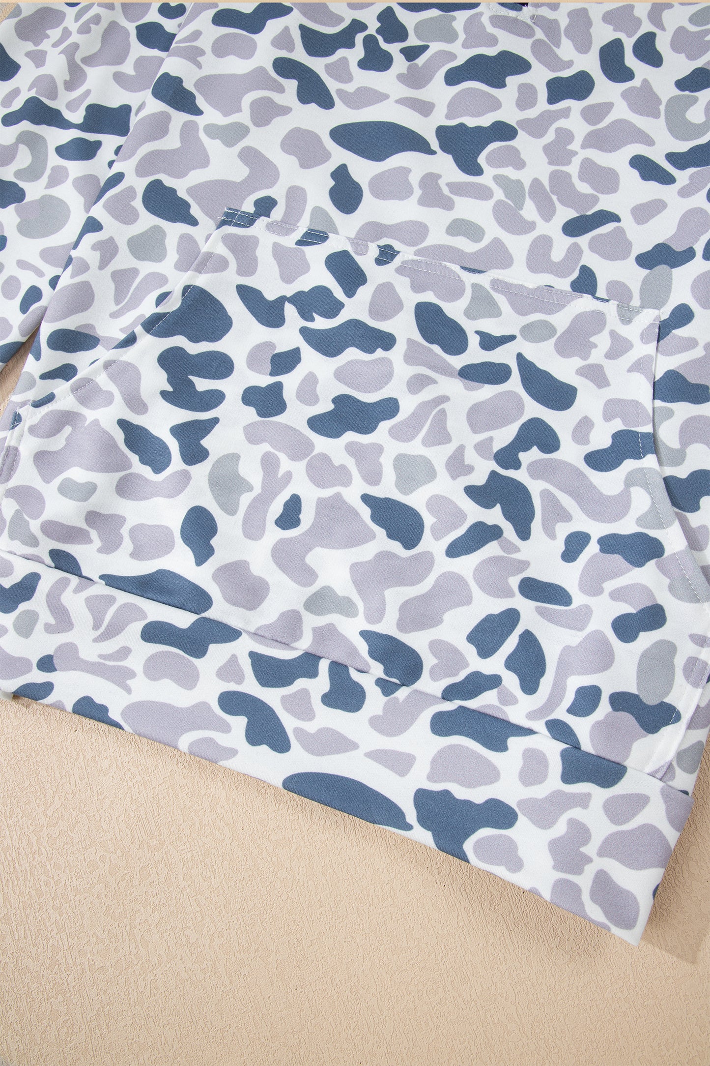 Camo Zip Collar Pullover Sweatshirt with Kangaroo Pocket