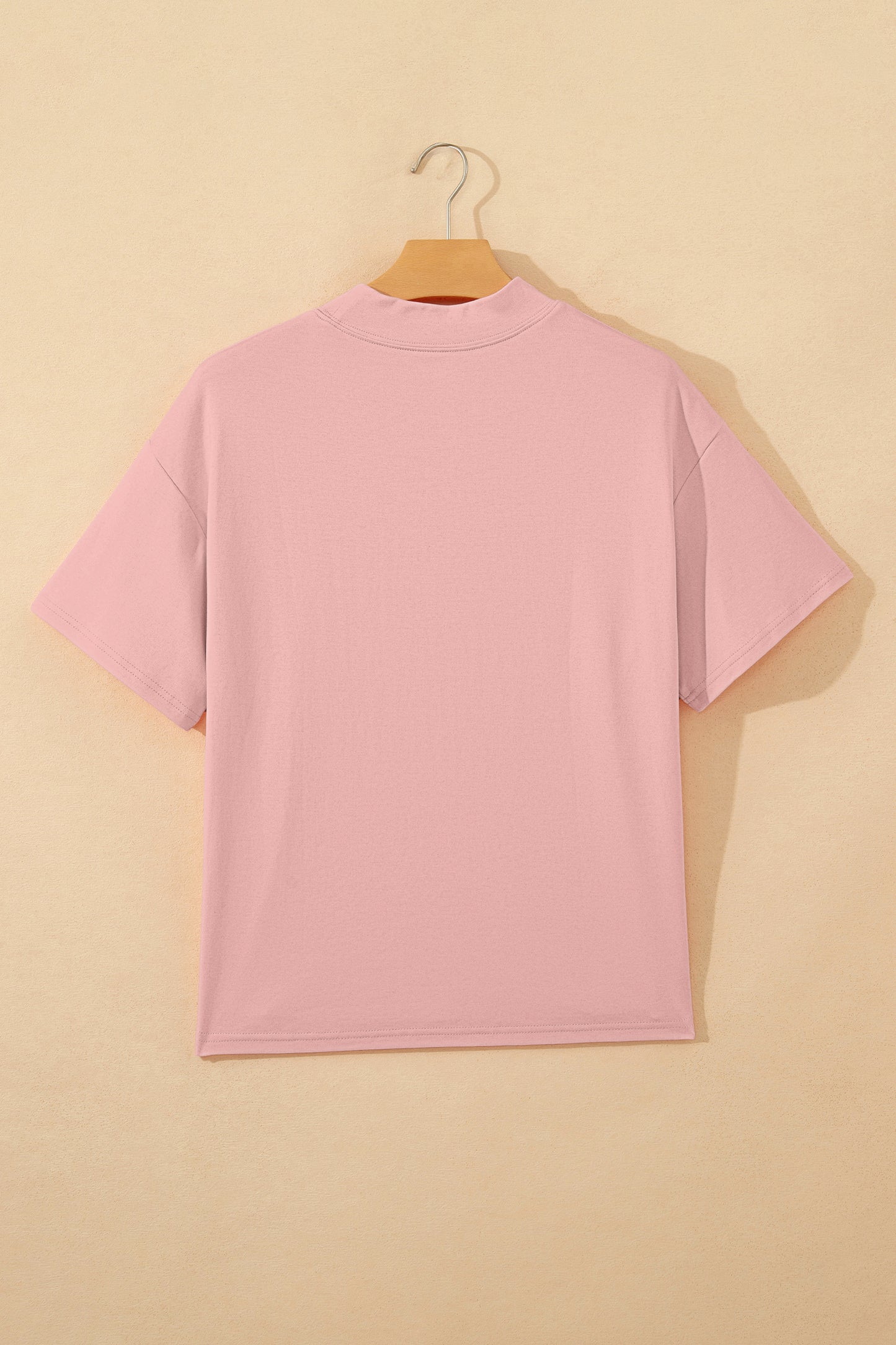 Dark Blue Oversized Mock Neck Tee Casual Relaxed Top