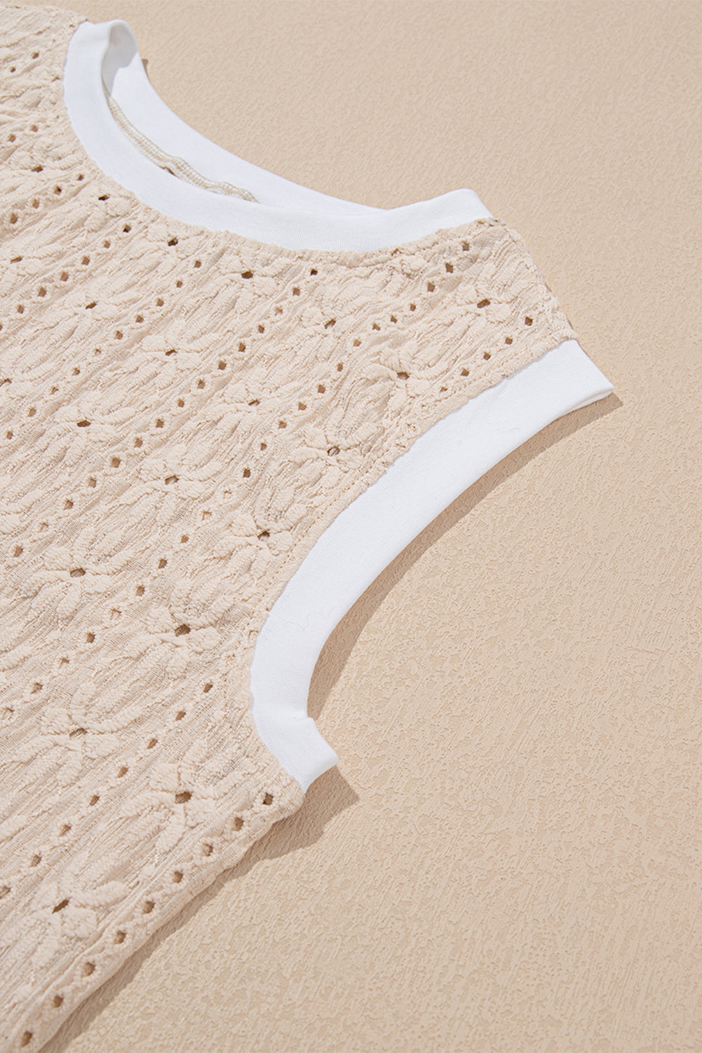 Oatmeal Floral Eyelet Embroidered Sleeveless Top