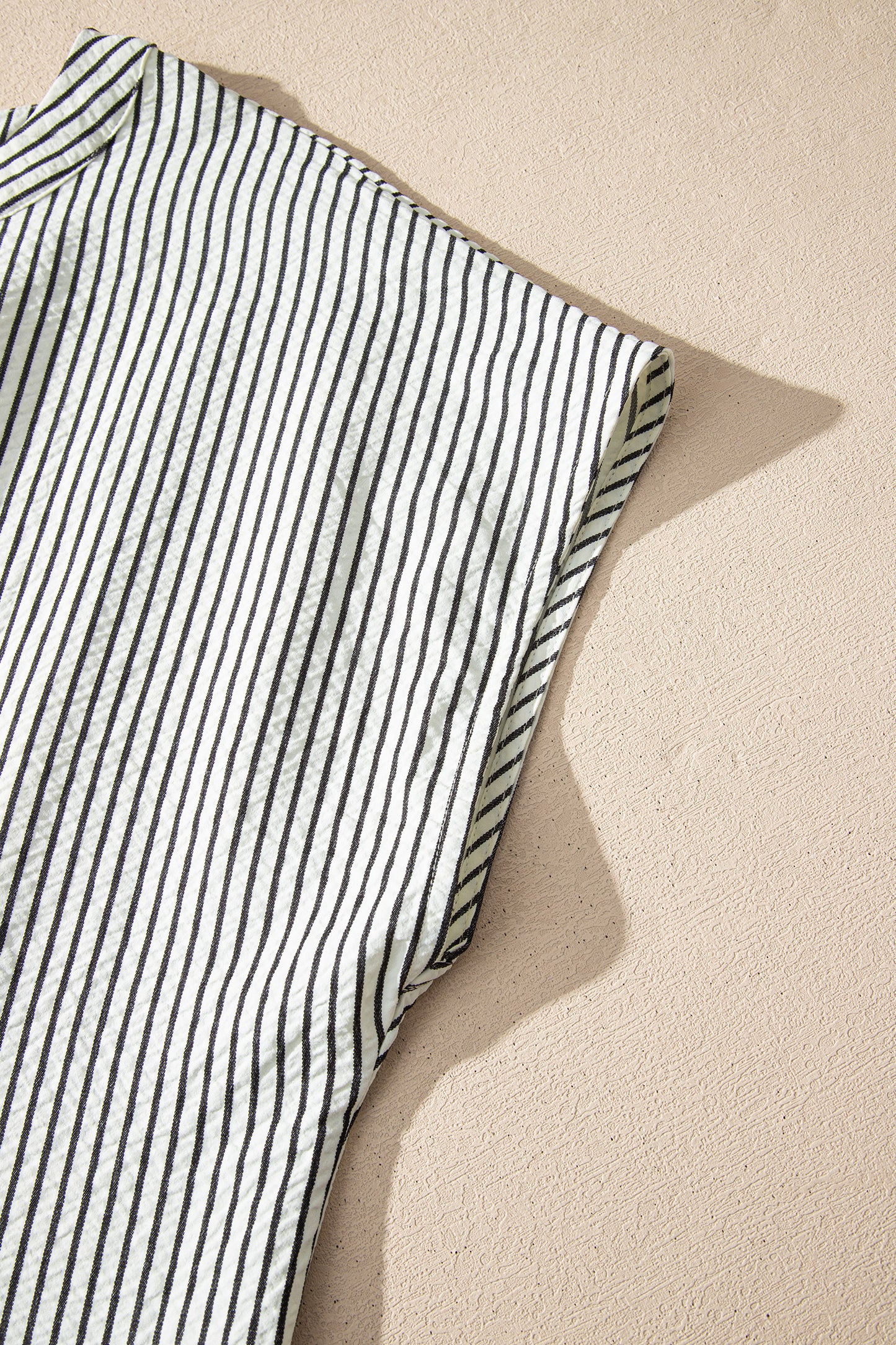 Black Stripe Ruffle Half-Button Short Sleeve Maxi Dress