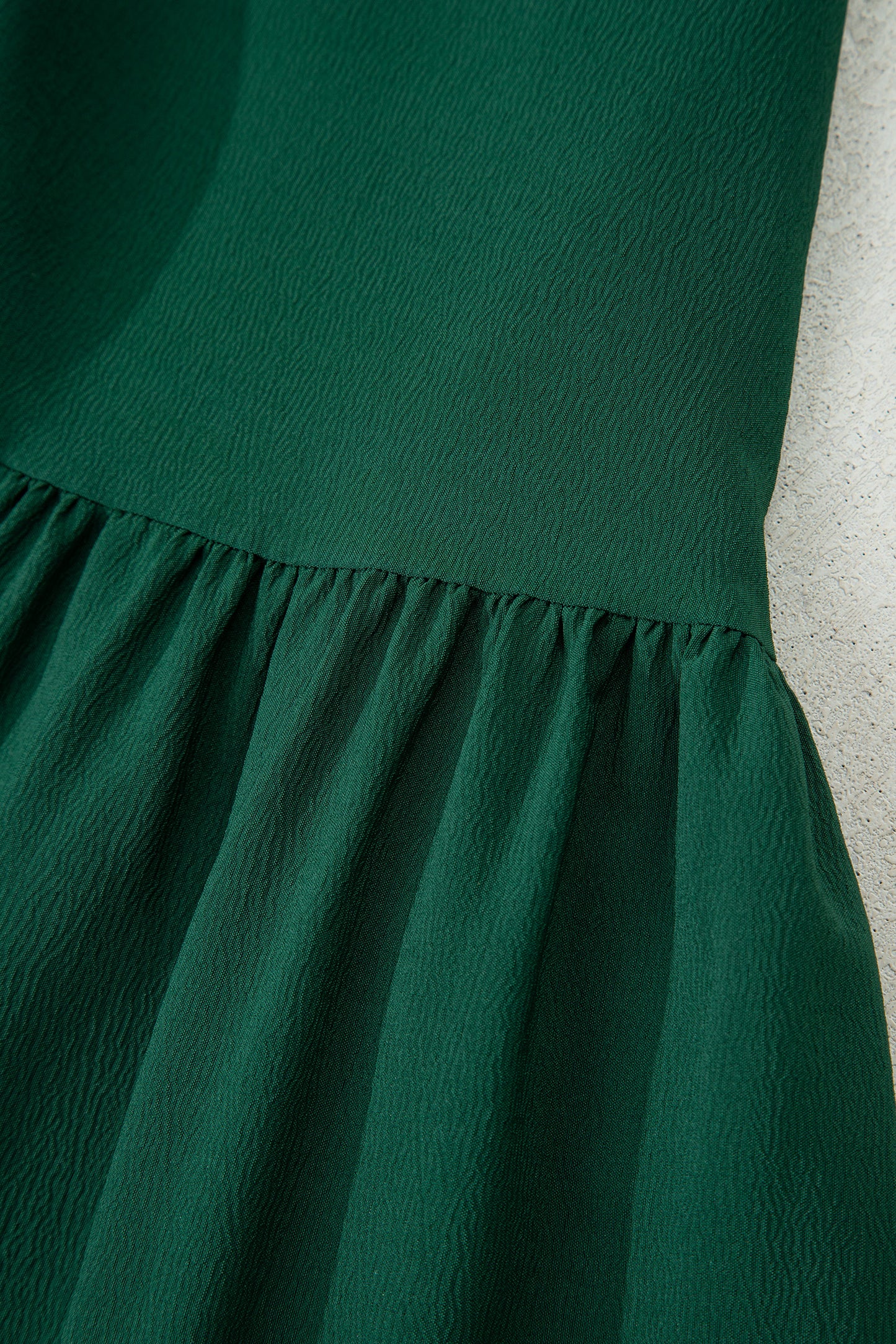 Chestnut Solid Long Sleeve Button V Neck Tiered Maxi Dress