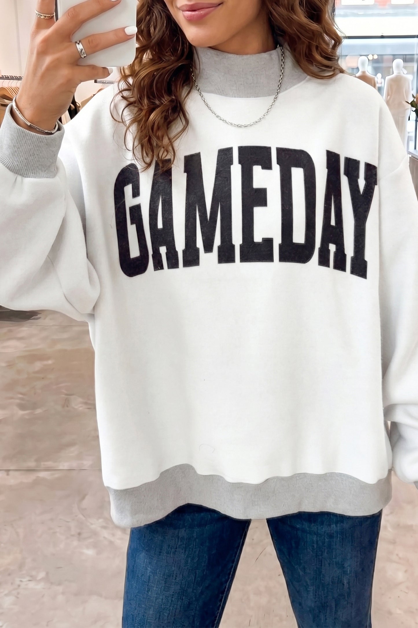 Gameday Graphic High Neck Reversible Sweatshirt