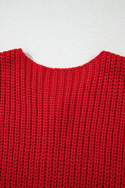 White Chunky Knit Button Front Sweater Vest Women