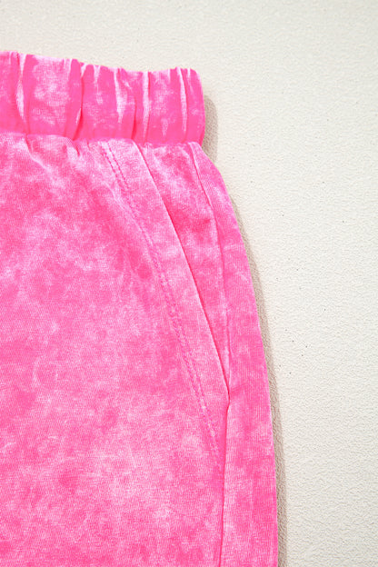 Mineral Wash Cotton Lounge Set Tee and Drawstring Shorts