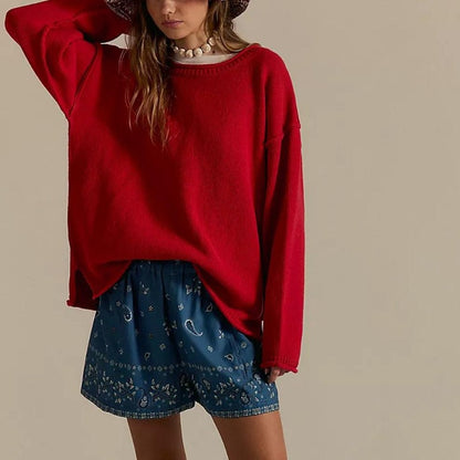 Oversized Cozy Crewneck Knit Sweater – Winter Pullover