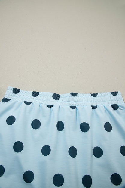 Polka Dot Tank Top Split Skort 2 Piece Lounge Set