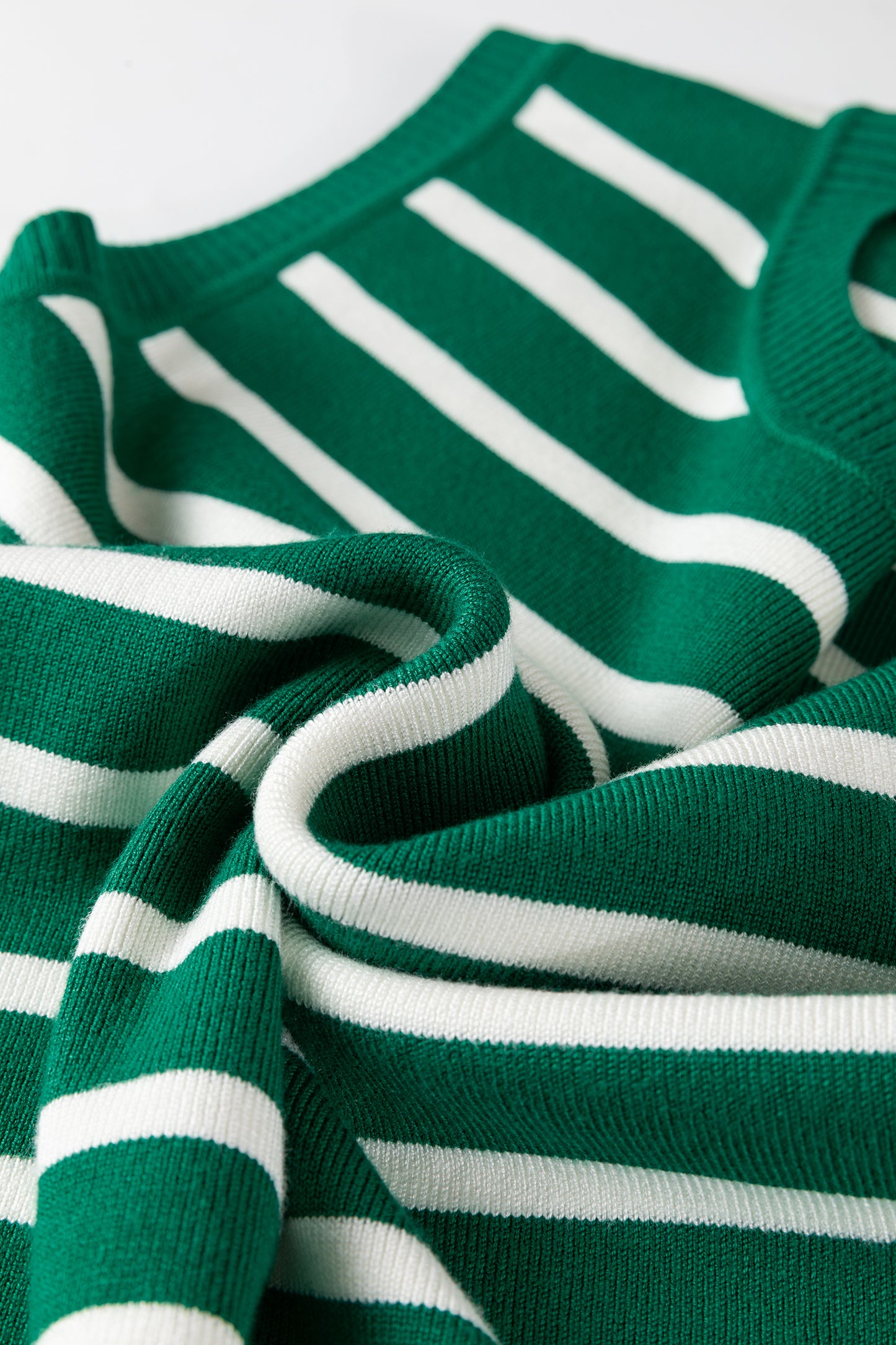 Green Striped Sleeveless Knit Sweater Vest Casual Top
