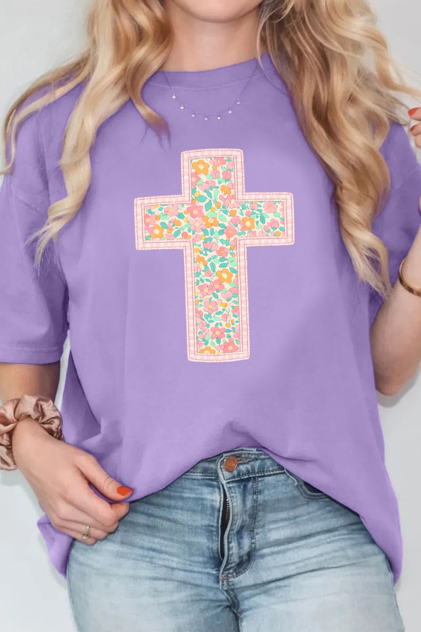 Easter Floral Cross Christian Faith Graphic Tee