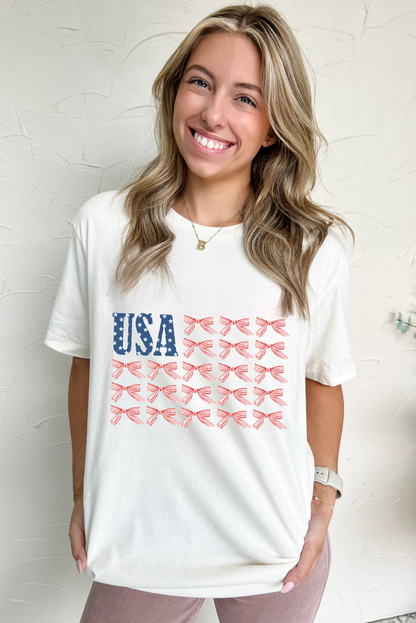 USA Bow Flag Graphic Tee Flag Day Independence