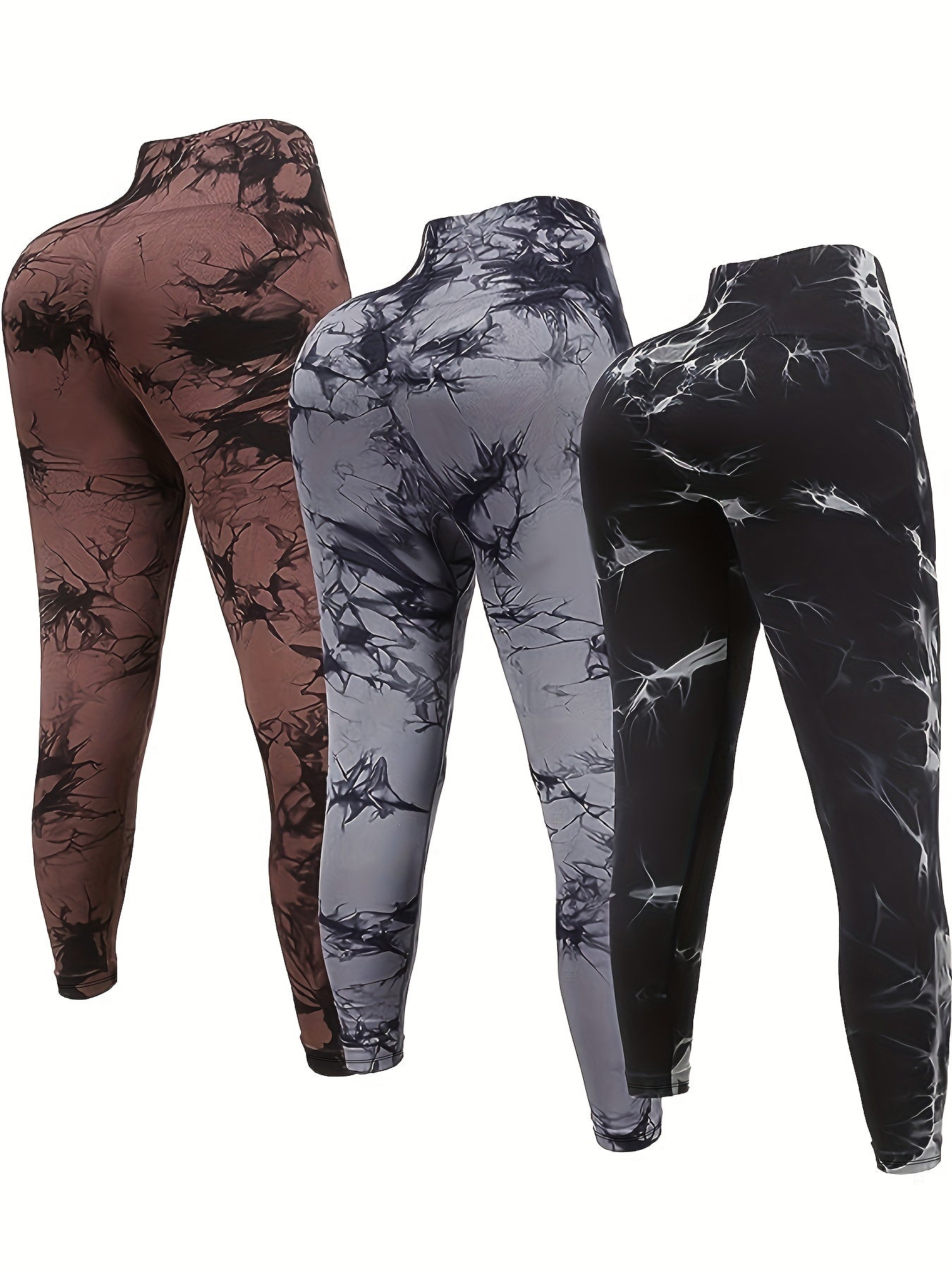 Puls Size Nude Yoga Pants Without Embarrassing Lines High Waist Hip Lift Tie Dye Yoga Fitness Nine-Point Pants