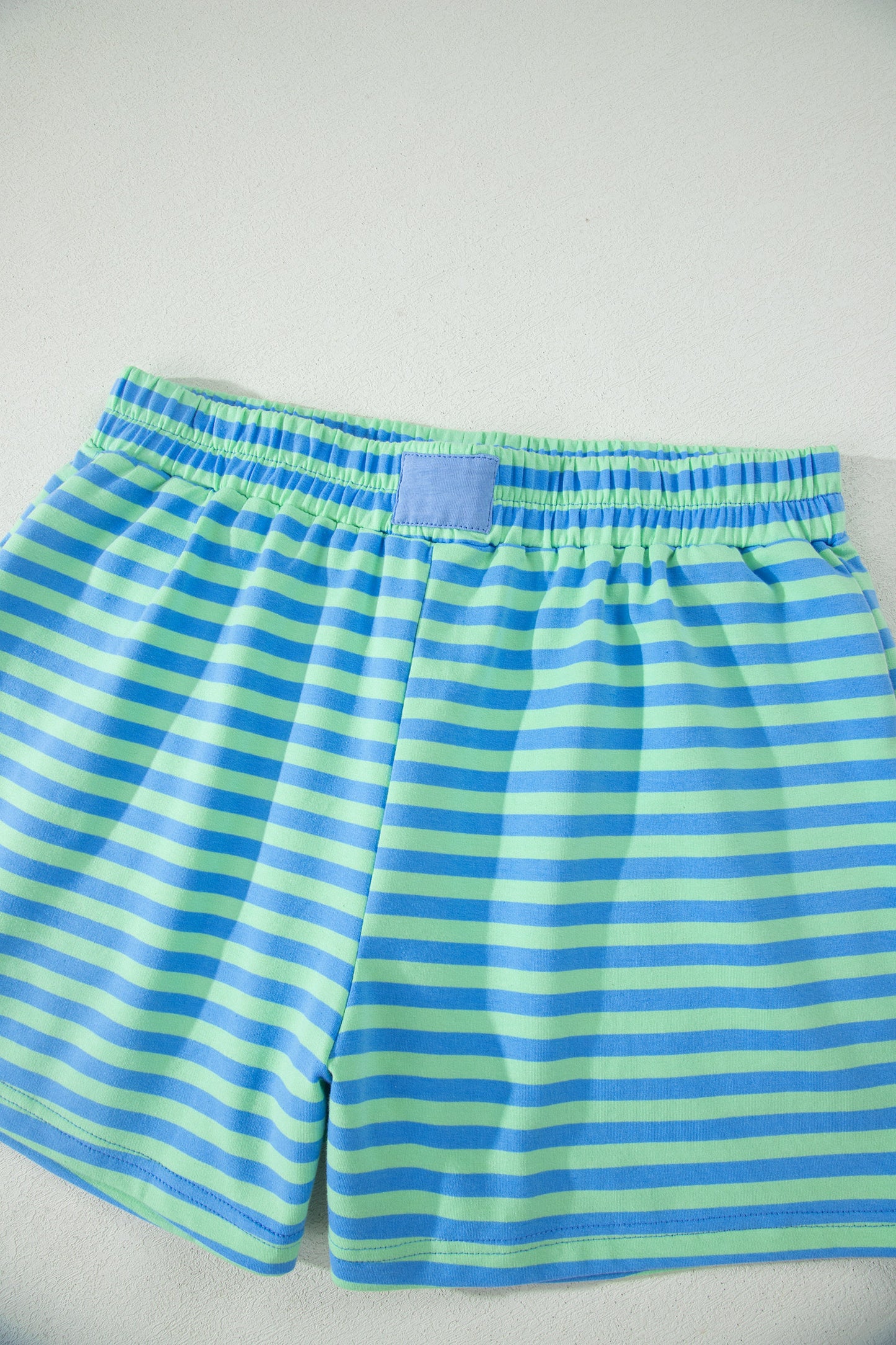 Green Striped Cotton Shorts Set Lounge Outfit