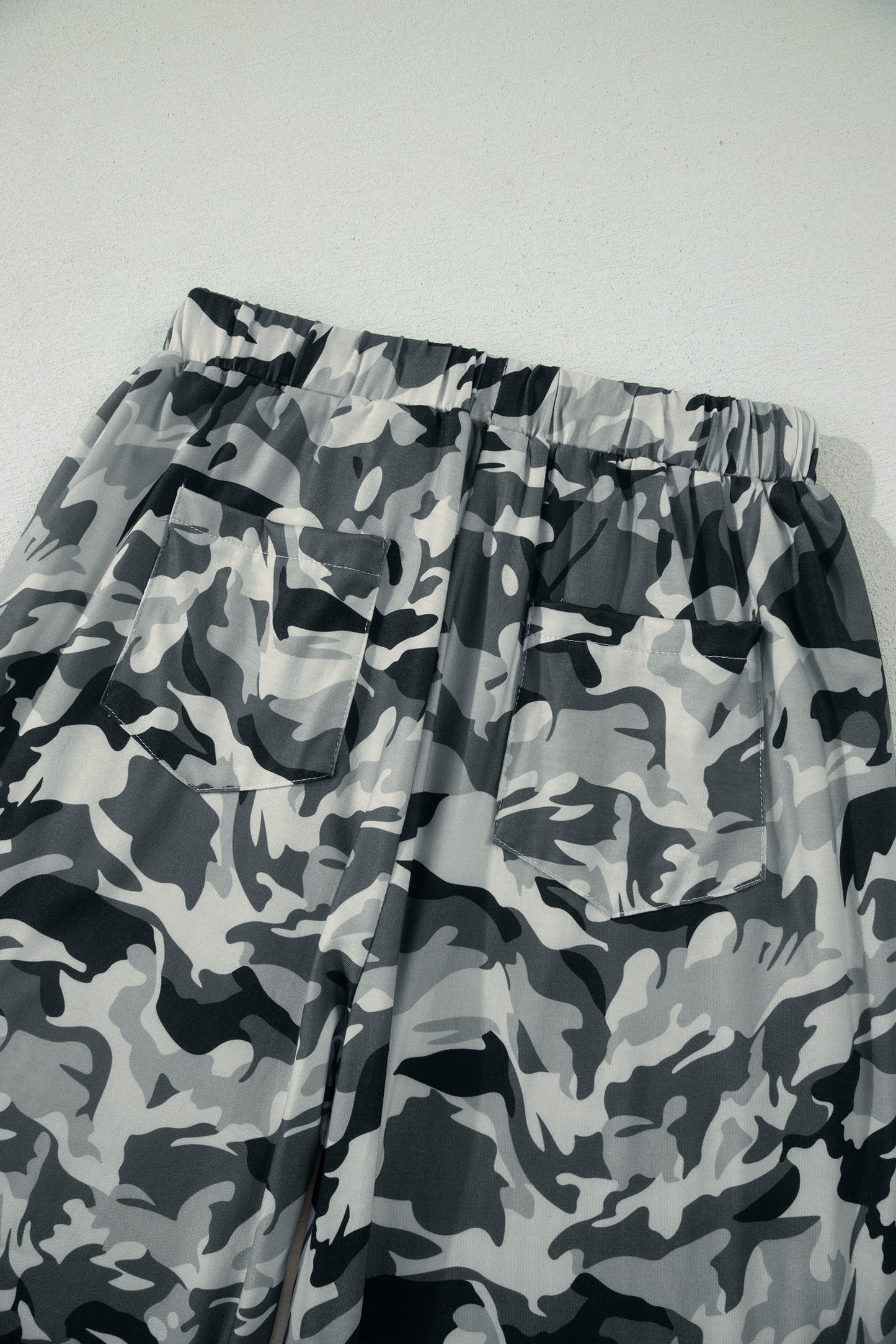 Green Western Camouflage Print Drawstring Casual Pants