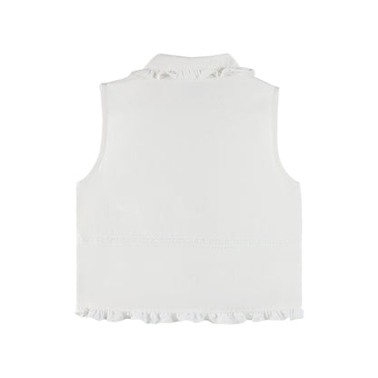 Girls Ruffle Collar Sleeveless Blouse Top