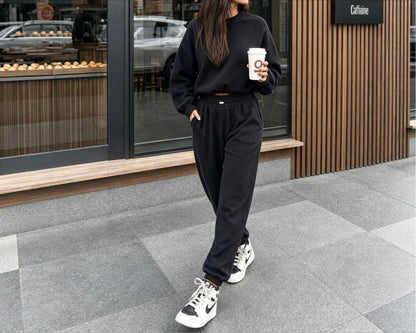Womens Corduroy Sweatshirt Joggers Two Piece Set