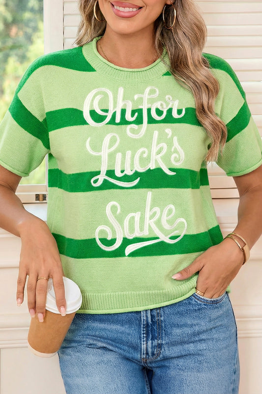 Green Stripe Oh For Luck’s Sake St Patrick Knit Tee