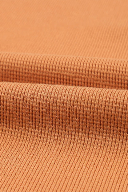 Orange Waffle Knit Henley Top