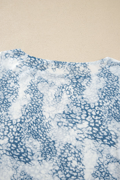 Snakeskin Print Long Sleeve Fitted Top