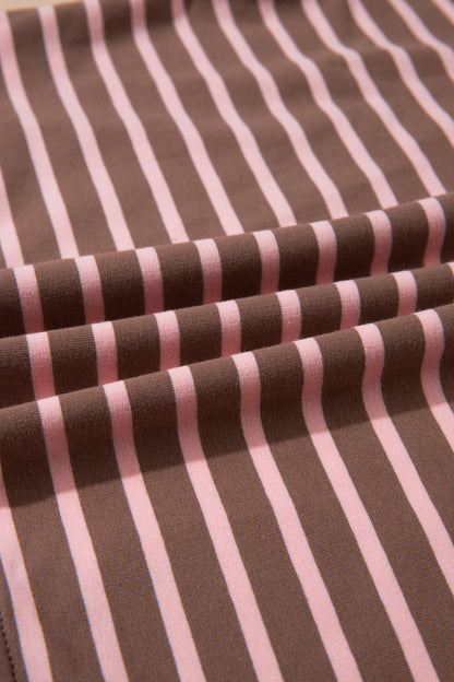 Women's Preppy Striped Collared Drawstring 2-Piece Set