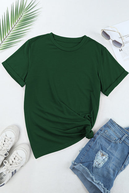 White Casual Crew Neck Short Sleeve Basic Tee
