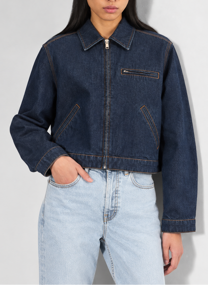 Women's Cropped Barn Jacket Vintage Workwear Zip