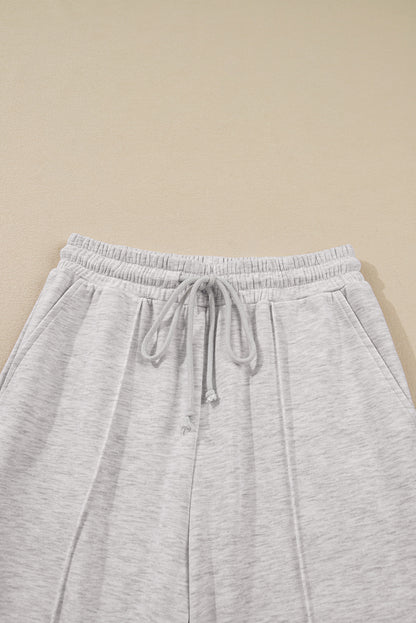 Light Grey Polo Collar Pullover & Drawstring Sweatpants Set