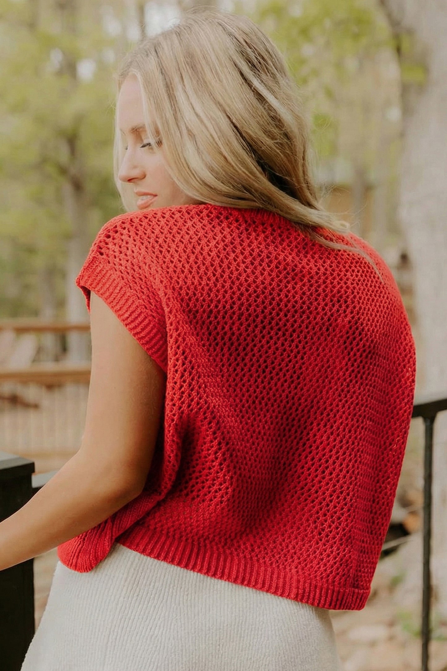 American Flag Knit Sweater Vest Patriotic Summer Top