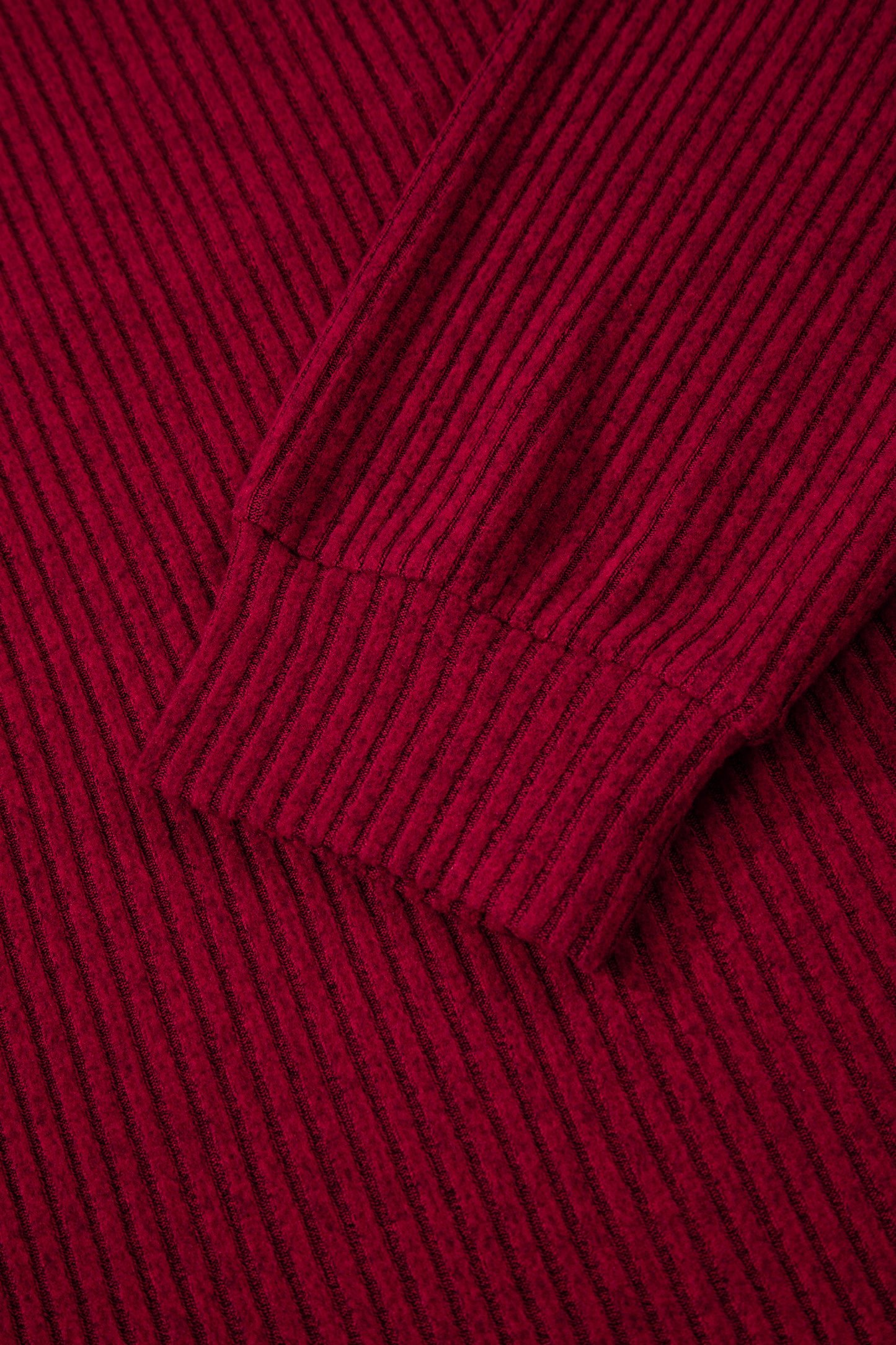 Bow Back Ribbed Knit V Neck Long Sleeve Top
