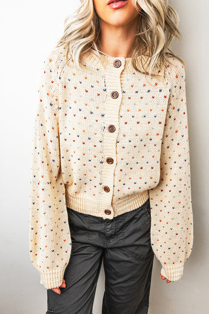 Speckled Knit Button Front Cardigan