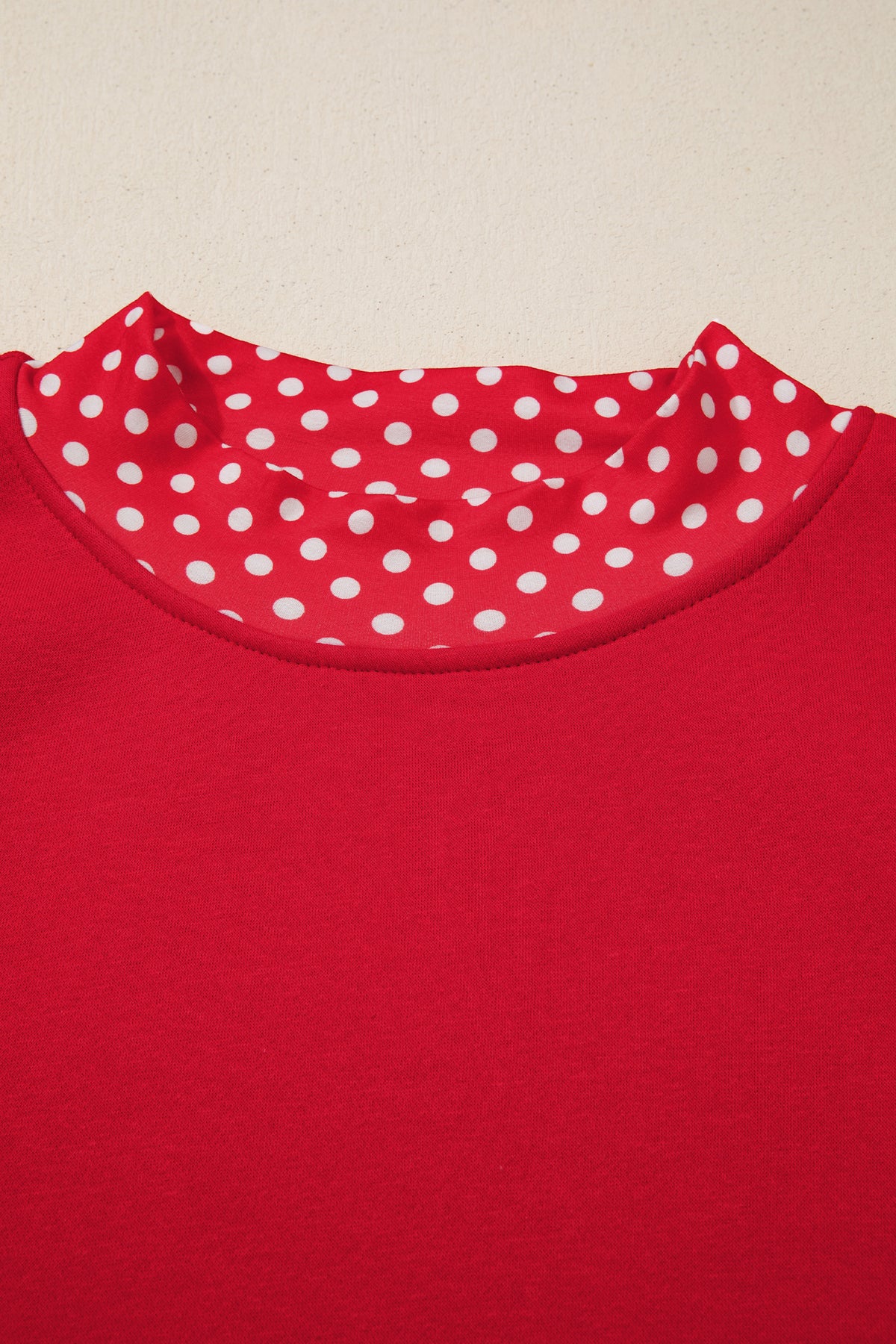Polka Dot Trim Plus Size Crew Neck Tunic Sweatshirt