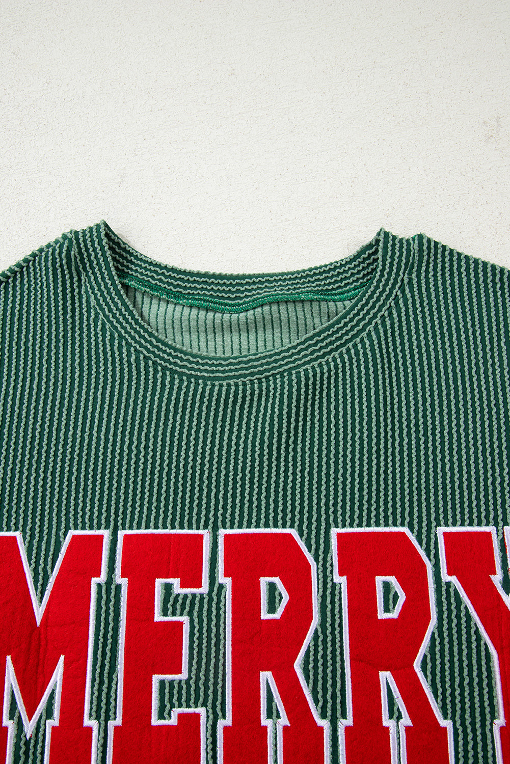 Corduroy MERRY Letter Christmas Pullover Sweatshirt