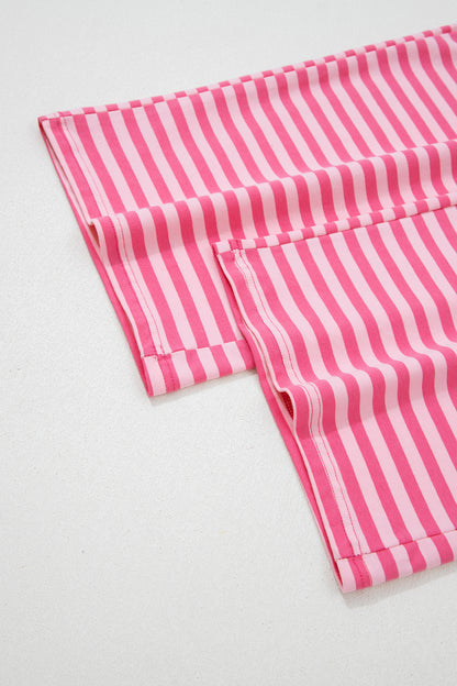 Striped Lounge Set Long Sleeve Top Wide Leg Pants