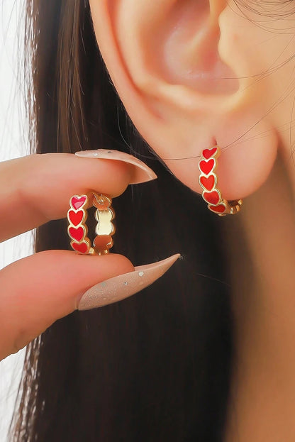 White Heart Gold Plated Small Hoop Earrings