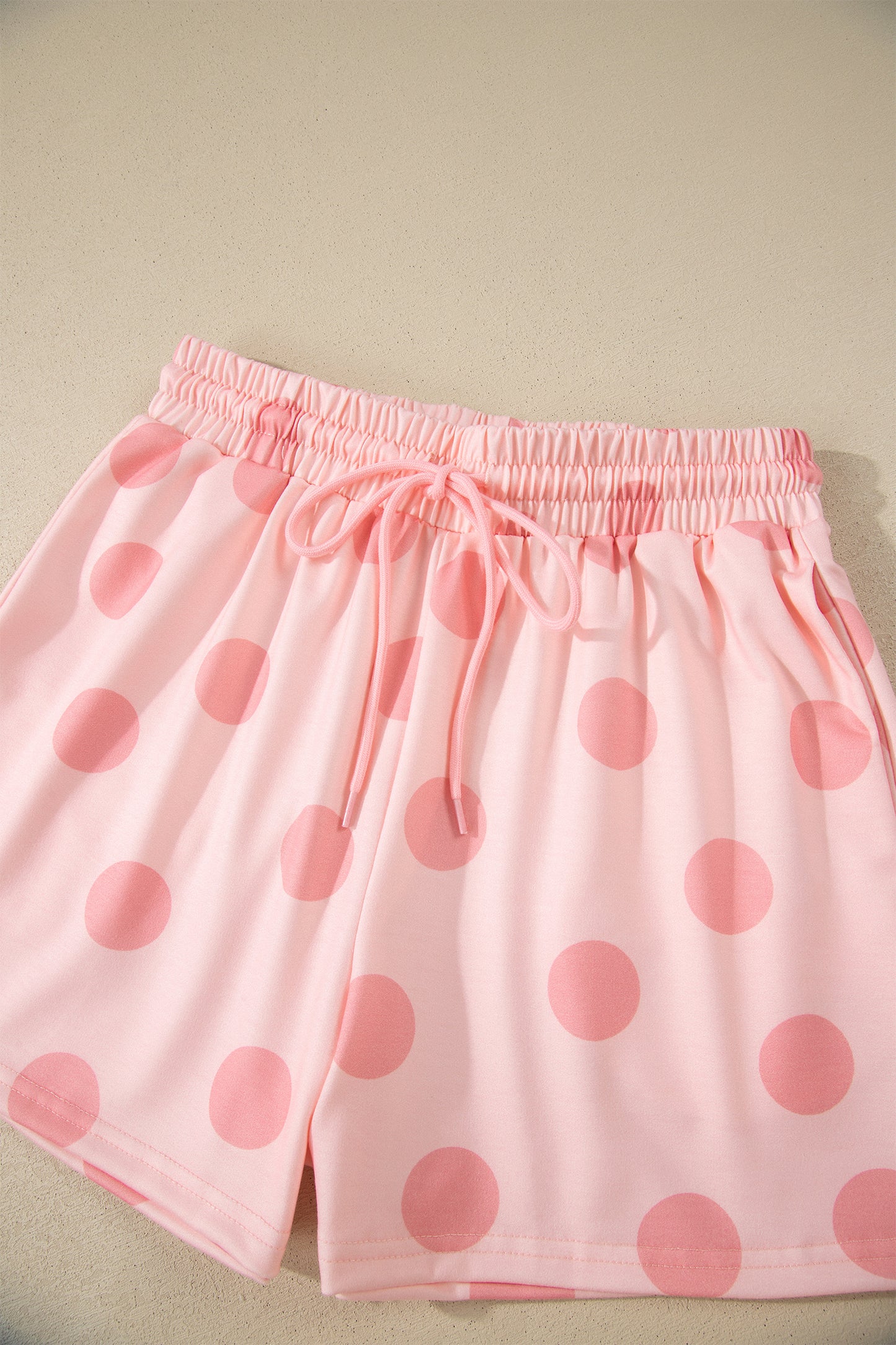 Polka Dot Lounge Set Tee and Drawstring Shorts Set