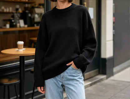 Women's Oversized Crew Neck Knit Pullover Sweater