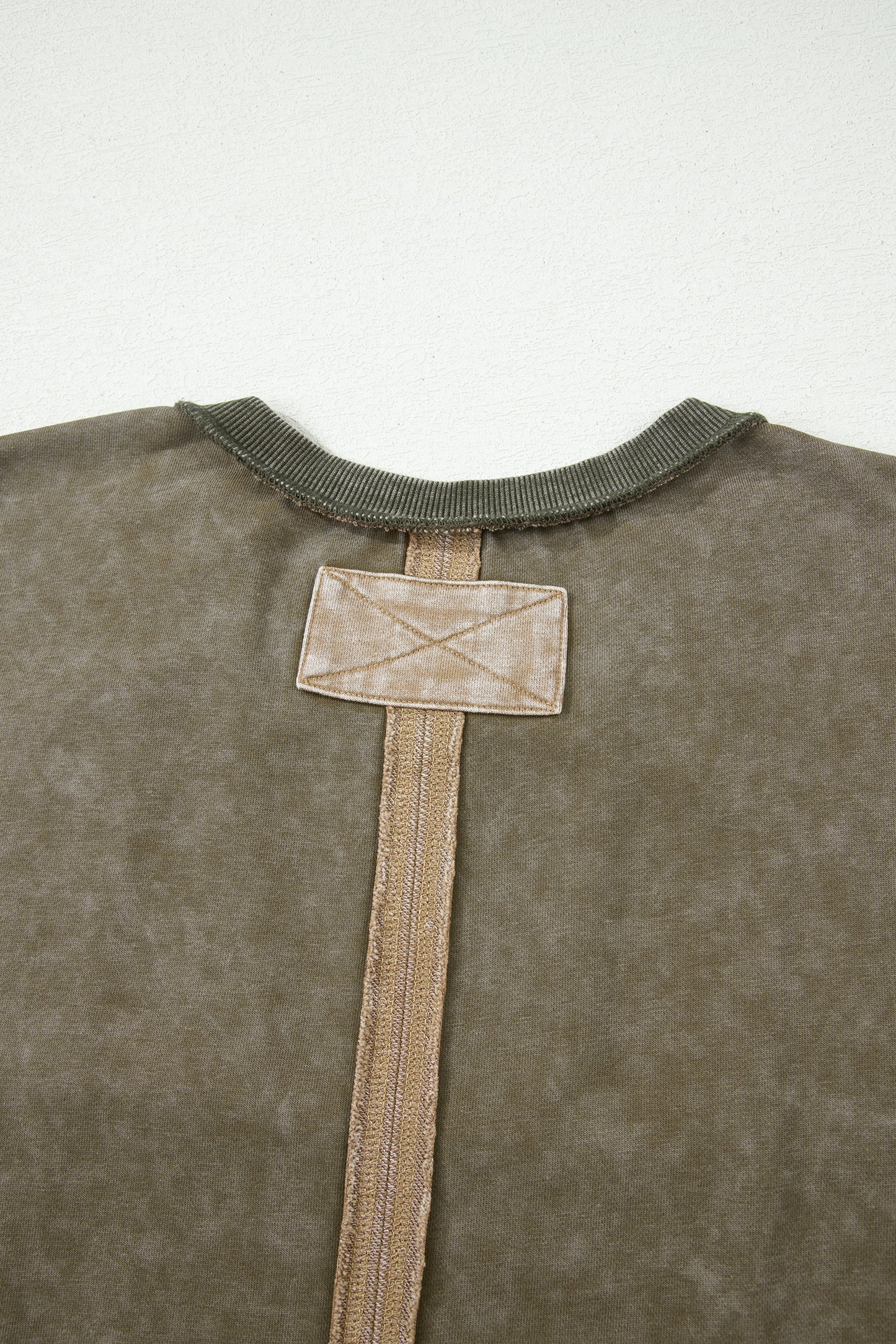 Mineral Wash Floral Patchwork Oversized Raw Seam Top