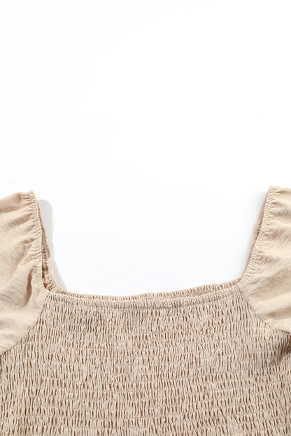 Smocked Wide Leg Jumpsuit Square Neck Boho Romper